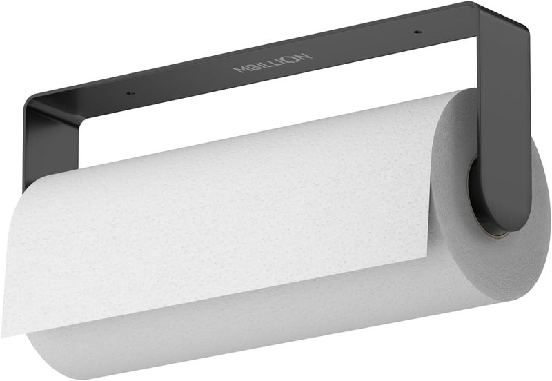 Mbillion Paper Towels Holder Under Cabinet Wall Mount and Self-Adhesive Paper Towel Rack for Kitchen Premium Grade SUS304 Stainless Steel Black - Image 1